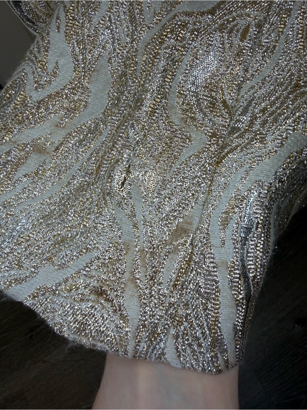 Vintage Late 1960s / Early 1970s Metallic Lurex Brocade Maxi Dress - Picture 13 of 15